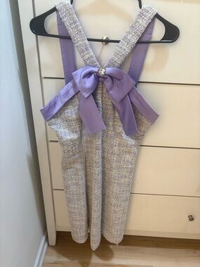 Lilac Bow Tweed Women’s Dress